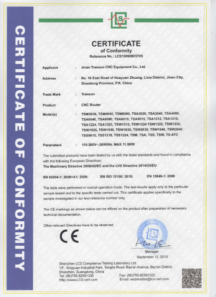 CE  CNC Router LCS1509080370S