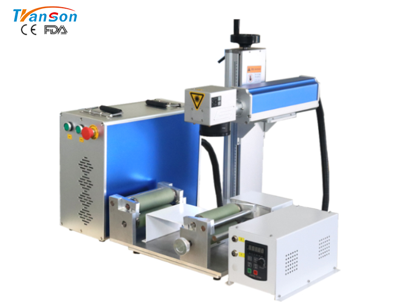 Transon fiber laser marking machine with auto feeding materials function