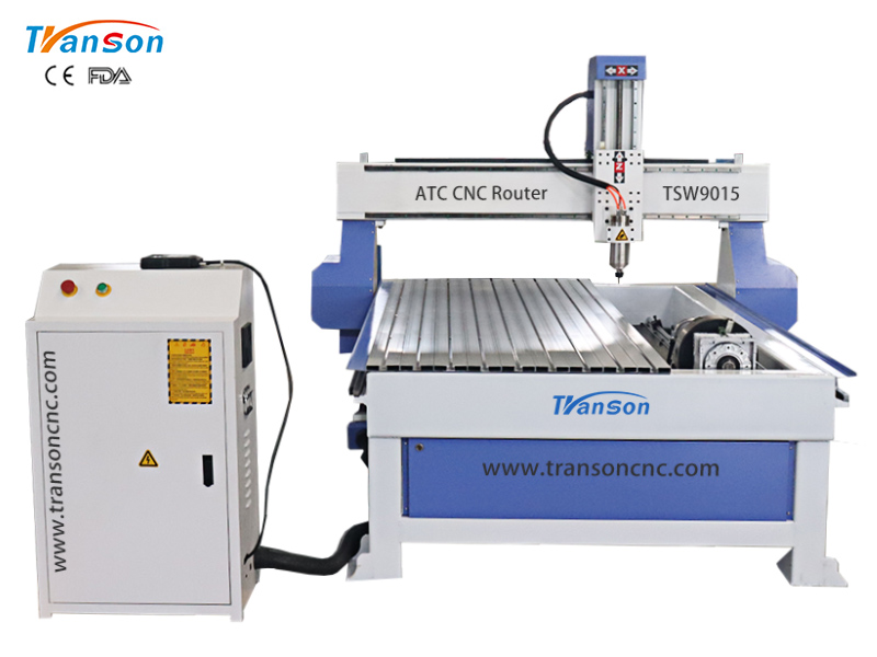 Transon TSW9015 ATC CNC Router wood carving cutting machine woodworking machinery with rotary