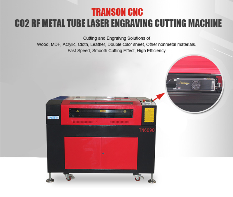 Transon High Precision 6090 Synrad RF 60W CO2 Laser Engraving Cutting Machine