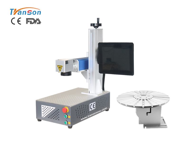 TSF fiber laser marking machine with rotary table for pen marking