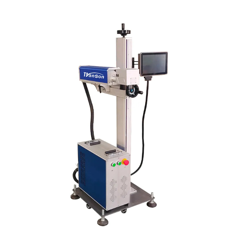 Flying Fiber Laser Marking Machine Automatic Mark Production Line For Can PVC Bags Plastic Bottle Marking Machine